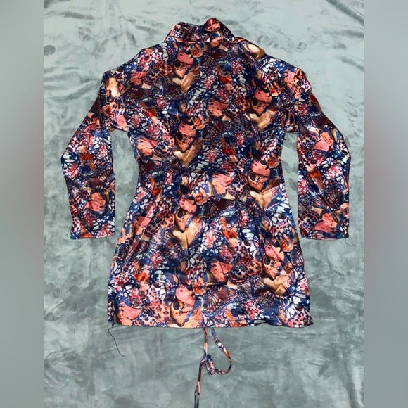 PLT BUTTERFLY PRINT SATIN DRESS - Picture 4 of 7
